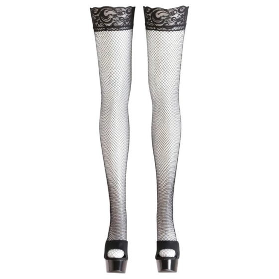 Cottelli - Lace Fishnet Thigh-Highs (Black)