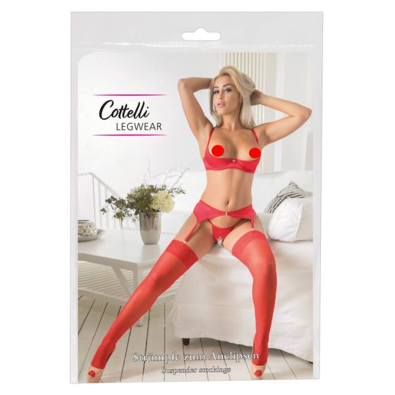 Cottelli - Lace Stockings (Red)