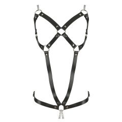 ZADO - Leather Chain Harness Bodysuit - Black (S-L)