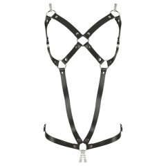 ZADO - Leather Chain Harness Bodysuit - Black (S-L)