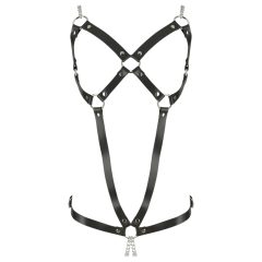 ZADO - Leather Chain Harness Bodysuit - Black (S-L)