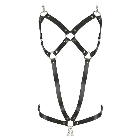 ZADO - Leather Chain Harness Bodysuit - Black (S-L)