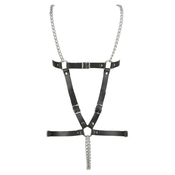 ZADO - Leather Chain Harness Bodysuit - Black (S-L)