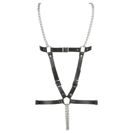 ZADO - Leather Chain Harness Bodysuit - Black (S-L)