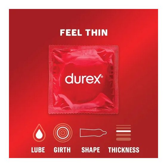 Durex Feel Thin - Real Feel Sensation Condoms (3 pcs)