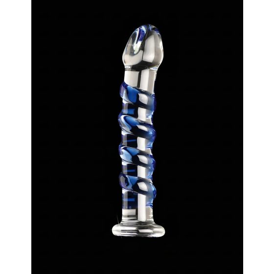 Icicles No. 5 - Spiral Glass Dildo (Transparent-Blue)