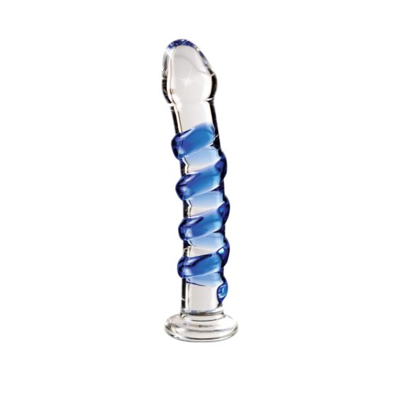 Icicles No. 5 - Spiral Glass Dildo (Transparent-Blue)