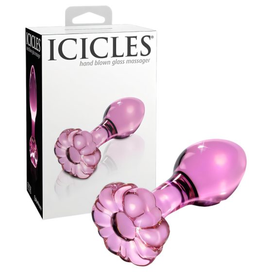 Icicles No. 48 - Floral Glass Anal Plug (Pink)