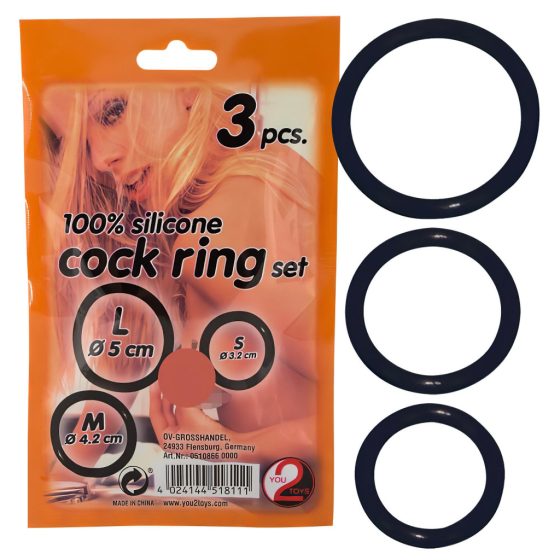 You2Toys - Silicone penis ring trio - black