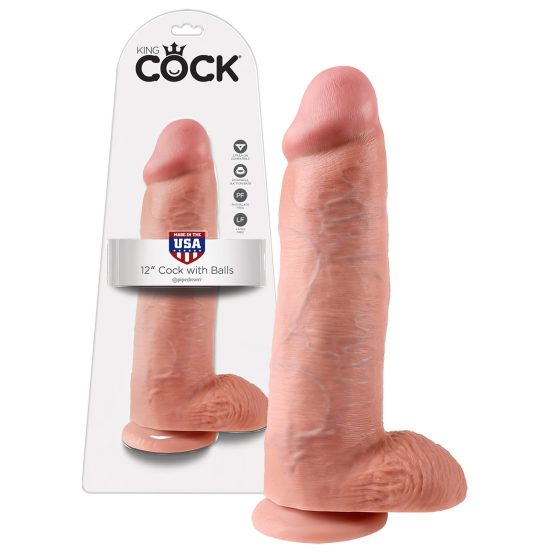 King Cock 12 Inch Large Dildo - Natural