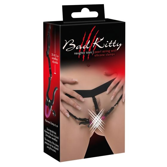 Bad Kitty - Crotchless Clamps with Panties - Purple-Black (S-L)