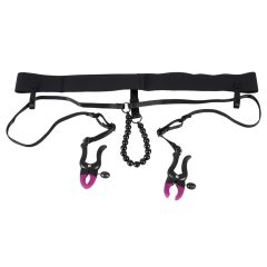   Bad Kitty - Crotchless Clamps with Panties - Purple-Black (S-L)