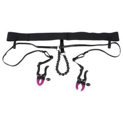   Bad Kitty - Crotchless Clamps with Panties - Purple-Black (S-L)