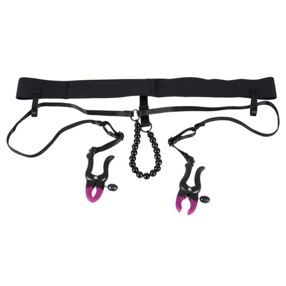 Bad Kitty - Crotchless Clamps with Panties - Purple-Black (S-L)