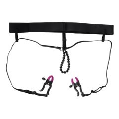   Bad Kitty - Crotchless Clamps with Panties - Purple-Black (S-L)