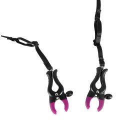   Bad Kitty - Crotchless Clamps with Panties - Purple-Black (S-L)