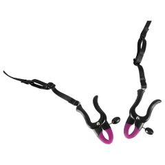   Bad Kitty - Crotchless Clamps with Panties - Purple-Black (S-L)