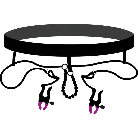 Bad Kitty - Crotchless Clamps with Panties - Purple-Black (S-L)