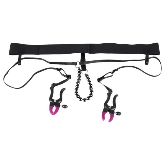 Bad Kitty - Labia Spreader Clamps with Panty - Purple-Black (S-L)