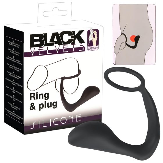 Black Velvet - Anal Plug with Penis Ring (black)