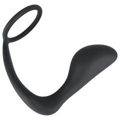 Black Velvet Anal Finger with Penis Ring (Black)