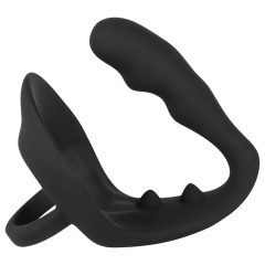   Black Velvet - Wavy Anal Dildo with Cock and Ball Ring (Black)