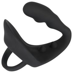   Black Velvet - Wavy Anal Dildo with Cock and Ball Ring (Black)