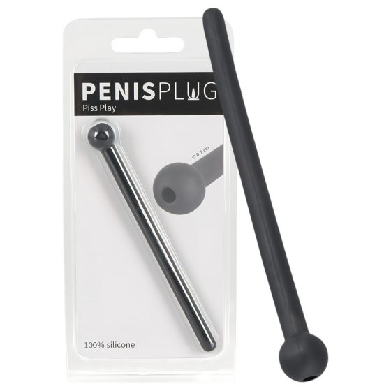 Hollow Silicone Urethral Dilator Dildo (Black)