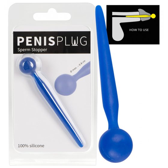 Silicone Urethral Dilator with Sperm Stopper - Ball-shaped Dildo (Blue)