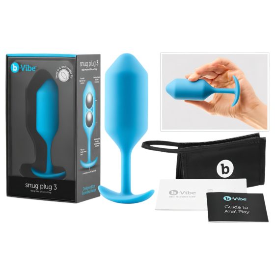 b-vibe Snug Plug 3 - Double Bead Anal Dildo (180g) - Blue