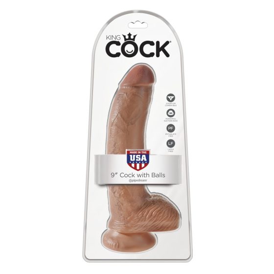 King Cock 9 Ballsy Dildo (23 cm) - Brown