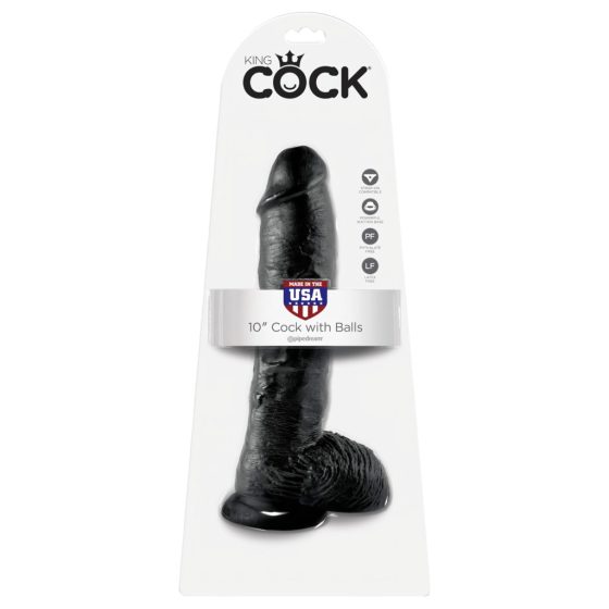 King Cock 10 Balls Dildo (10 inches) - Black