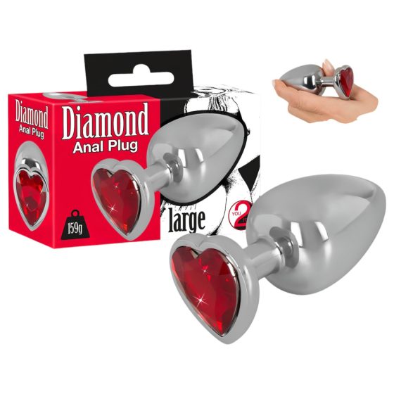 You2Toys - Diamond - 159g aluminium anal dildo (silver-red)