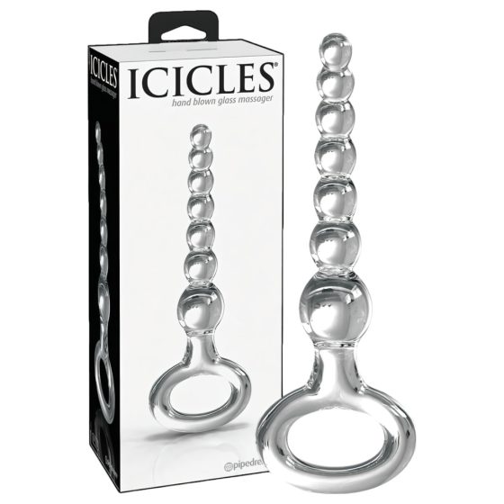 Icicles No. 67 - Beaded Glass Dildo with Grip Ring (Transparent)