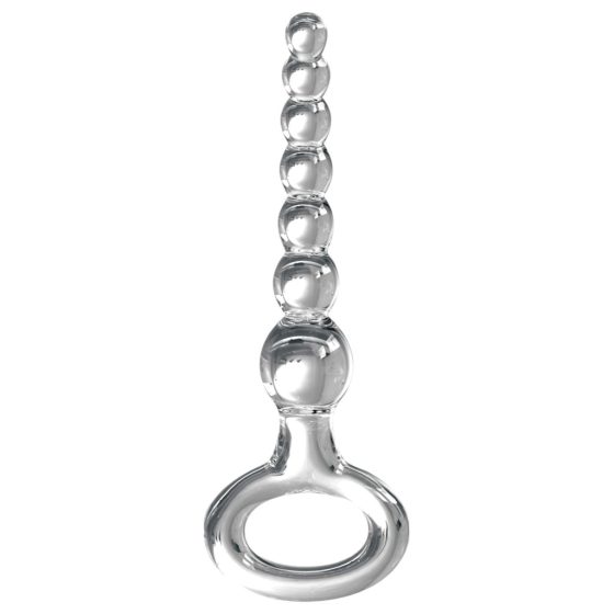 Icicles No. 67 - Beaded Glass Dildo with Grip Ring (Transparent)