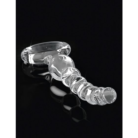 Icicles No. 67 - Beaded Glass Dildo with Grip Ring (Transparent)