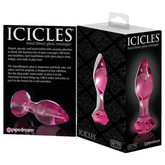 Icicles No. 79 - conical glass anal dildo (pink)