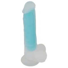   You2Toys Glow in the Dark - Suction Cup Glowing Dildo with Testicles (Blue)