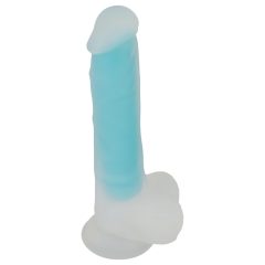   You2Toys Glow in the Dark - Suction Cup Glowing Dildo with Testicles (Blue)