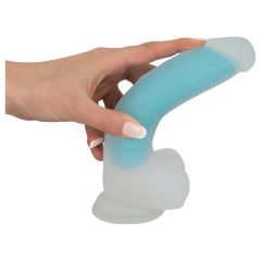   You2Toys Glow in the Dark - Suction Cup Glowing Dildo with Testicles (Blue)