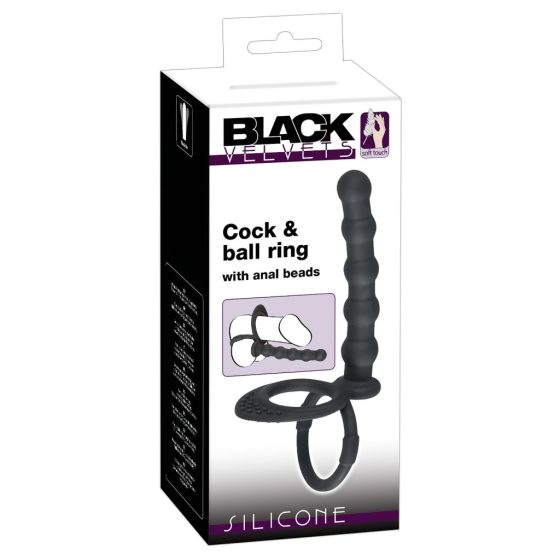 Black Velvet - Cock, Ball & Anal Dildo Ring (Black)