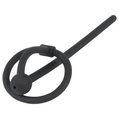 Silicone Glans Ring with Hollow Urethral Rod (Black)