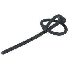 Silicone Glans Ring with Hollow Urethral Rod (Black)