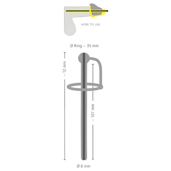 Silicone Glans Ring with Hollow Urethral Rod (Black)