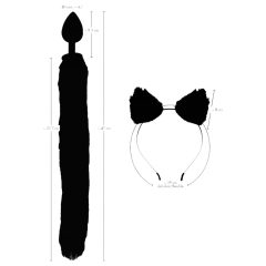 Bad Kitty - Cat Ear and Tail Anal Dildo Set - (Black)