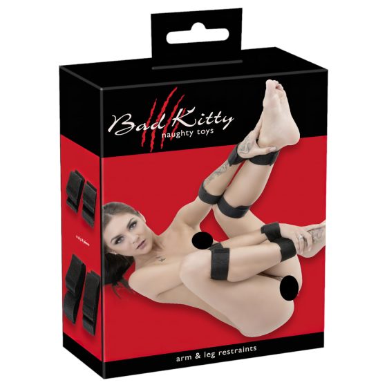 Bad Kitty - Hand to Leg Restraint Set (Black)