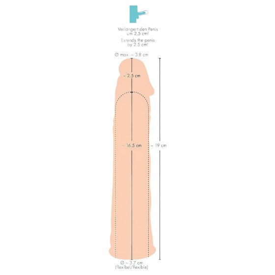 You2Toys Silicone - Extending Penis Sleeve (Natural) - 19cm