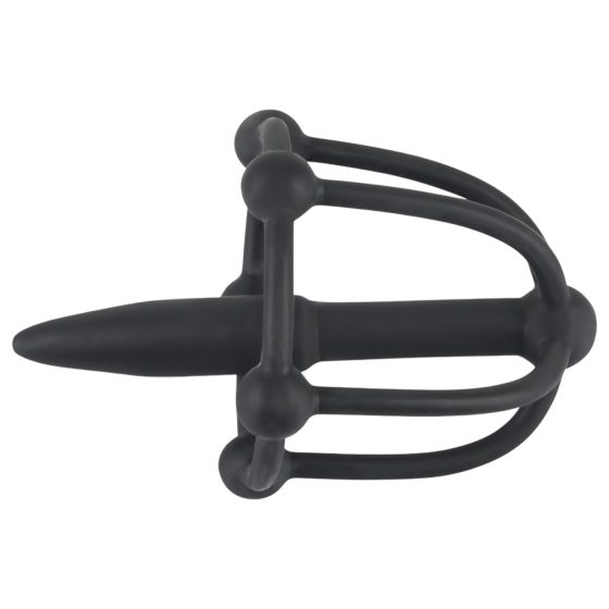 Silicone Glans Cage with Urethral Plug (Black)