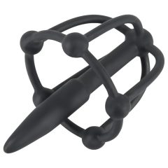 Silicone Glans Cage with Urethral Plug (Black)