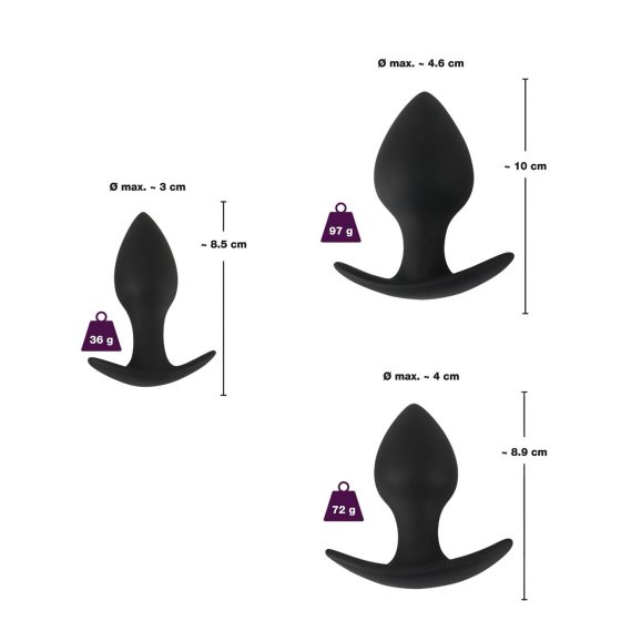 Black Velvet - Silicone Anal Dildo Set (3-Piece) - Black